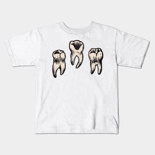 Relief Print of Human Teeth, Traditional Tattoo Teeth Kids T-Shirt by AnitasArtStore